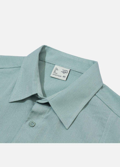 Áo Sơ Mi Hiệu Ứng Linen Ít Nhăn No Style M117 Xanh Ngọc Pastel - YaMe.vn
