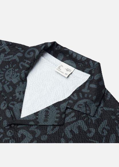 Áo Sơ Mi Cuban Họa Tiết No Style M79 Đen - YaMe.vn