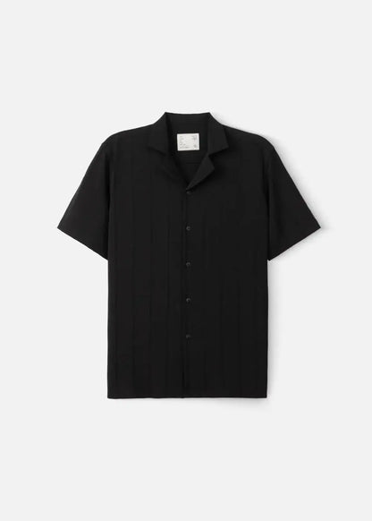 Áo Sơ Mi Cuban Jacquard Co Giãn No Style M81 Đen - YaMe.vn