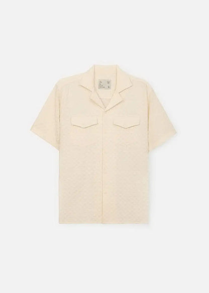 Áo Sơ Mi Cuban Họa Tiết Nổi Co Giãn No Style M82 Be - YaMe.vn