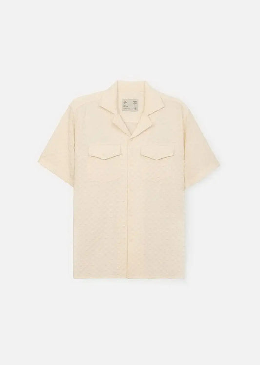 Áo Sơ Mi Cuban Họa Tiết Nổi Co Giãn No Style M82 Be - YaMe.vn