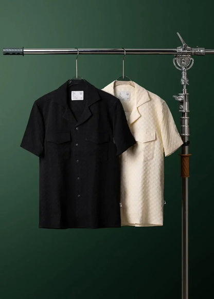 Áo Sơ Mi Cuban Họa Tiết Nổi Co Giãn No Style M82 Be - YaMe.vn