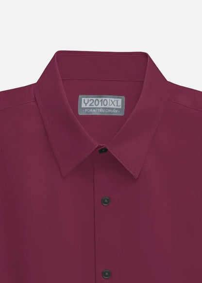 Áo Sơ Mi Tay Dài Modal Ít Nhăn Non Branded 19 Đỏ Đậm - YaMe.vn