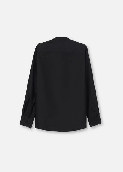 Áo Sơ Mi Cổ Trụ Vải Modal Mềm Mịn Ít Nhăn Non Branded 38 Đen - YaMe.vn