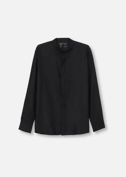 Áo Sơ Mi Cổ Trụ Vải Modal Mềm Mịn Ít Nhăn Non Branded 38 Đen - YaMe.vn