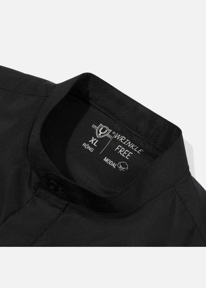 Áo Sơ Mi Cổ Trụ Vải Modal Mềm Mịn Ít Nhăn Non Branded 38 Đen - YaMe.vn