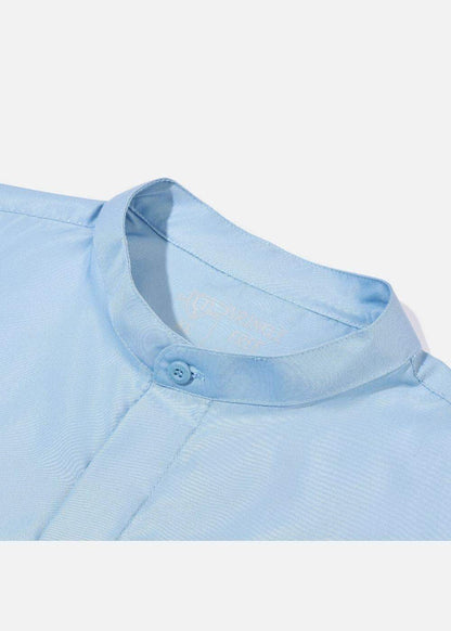 Áo Sơ Mi Cổ Trụ Vải Modal Mềm Mịn Ít Nhăn Non Branded 38 Xanh Dương Nhạt - YaMe.vn