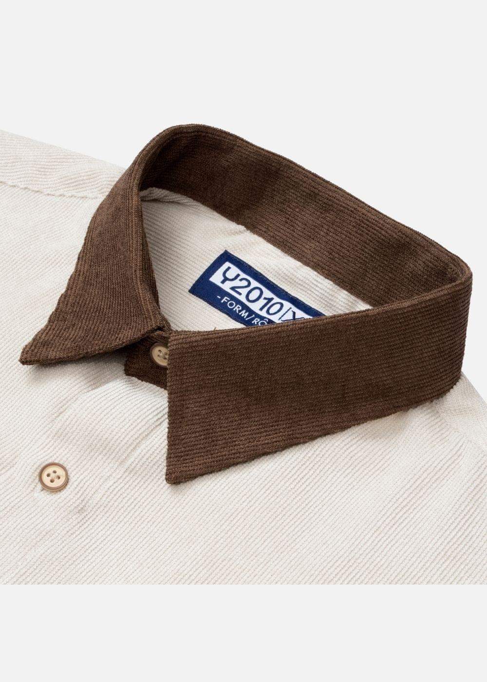 Áo Sơ Mi Tay Ngắn Vải Nhung Corduroy Retro Ít Nhăn Seventy Seven 22 Nâu Nhạt - YaMe.vn