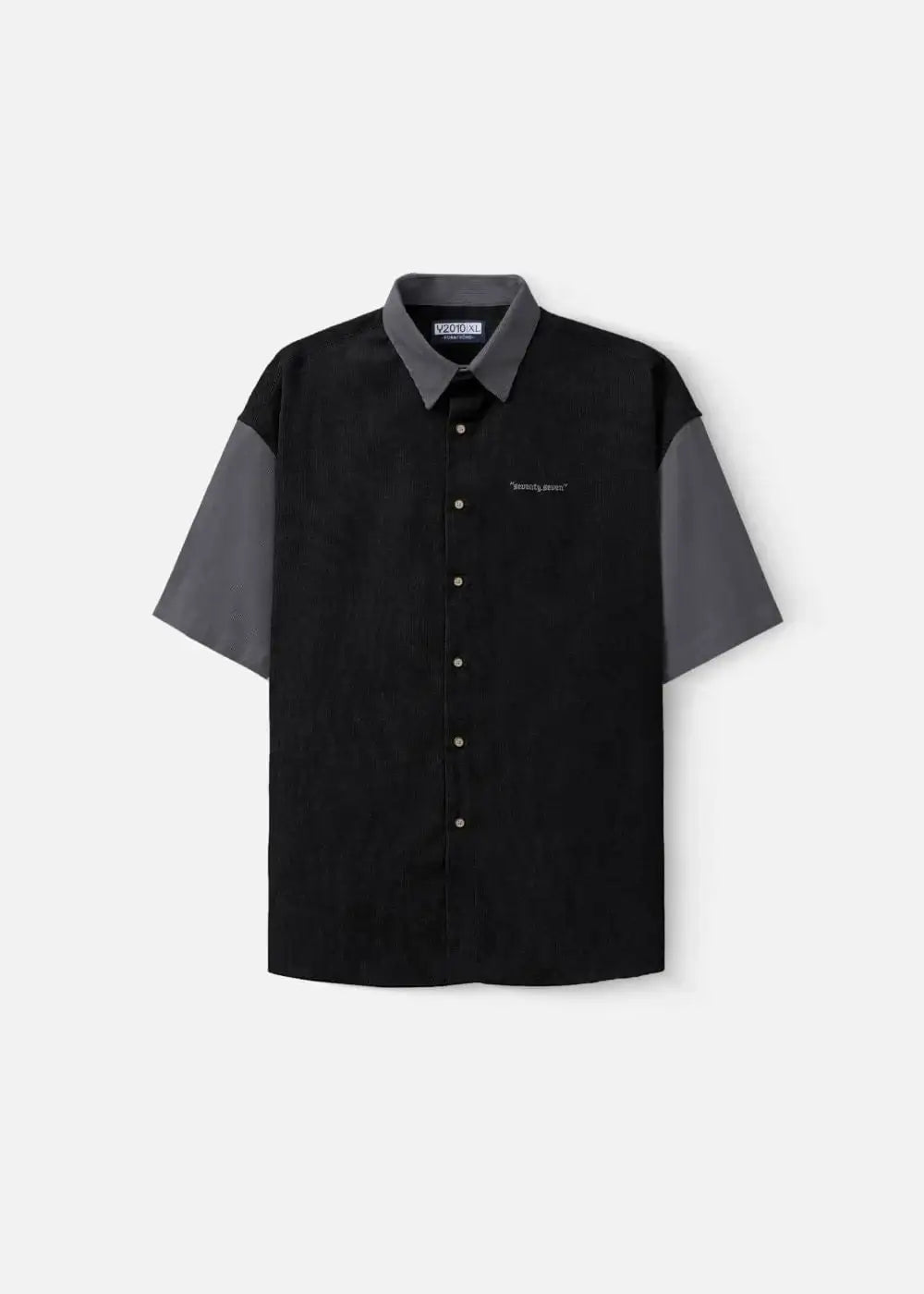 Áo Sơ Mi Tay Ngắn Vải Nhung Corduroy Retro Ít Nhăn Seventy Seven 22 Đen - YaMe.vn