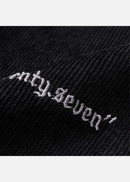 Áo Sơ Mi Tay Ngắn Vải Nhung Corduroy Retro Ít Nhăn Seventy Seven 22 Đen - YaMe.vn