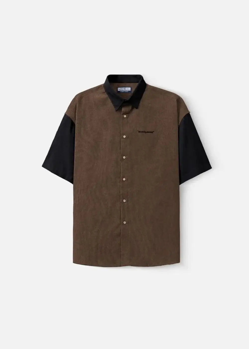 Áo Sơ Mi Tay Ngắn Vải Nhung Corduroy Retro Ít Nhăn Seventy Seven 22 Nâu Đen - YaMe.vn