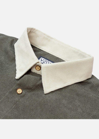 Áo Sơ Mi Tay Ngắn Vải Nhung Corduroy Retro Ít Nhăn Seventy Seven 22 Xanh Lá Đậm - YaMe.vn