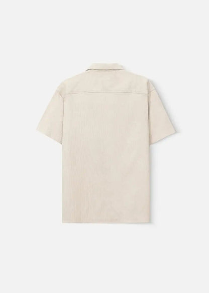 Áo Sơ Mi Cuban Corduroy Ít Nhăn Seventy Seven 23 Nâu Nhạt - YaMe.vn