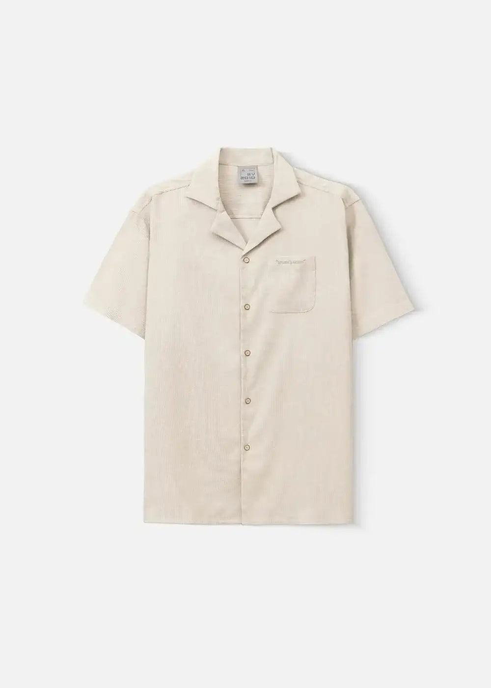 Áo Sơ Mi Cuban Corduroy Ít Nhăn Seventy Seven 23 Nâu Nhạt - YaMe.vn