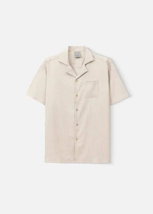 Áo Sơ Mi Cuban Corduroy Ít Nhăn Seventy Seven 23 Nâu Nhạt - YaMe.vn