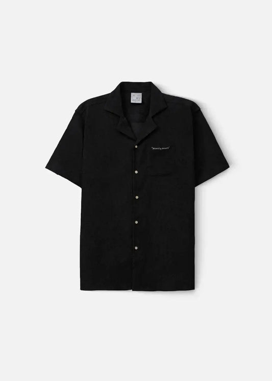 Áo Sơ Mi Cuban Corduroy Ít Nhăn Seventy Seven 23 Đen - YaMe.vn