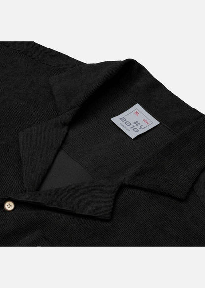 Áo Sơ Mi Cuban Corduroy Ít Nhăn Seventy Seven 23 Đen - YaMe.vn