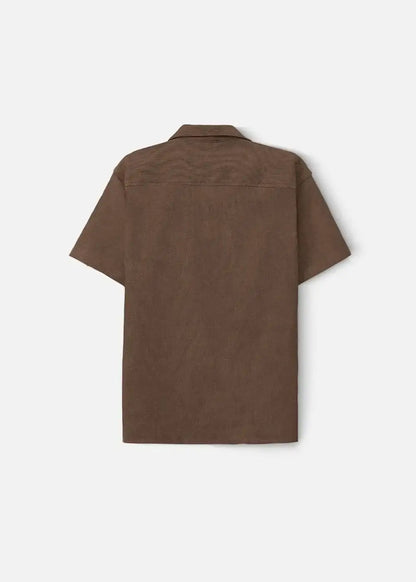 Áo Sơ Mi Cuban Corduroy Ít Nhăn Seventy Seven 23 Nâu Đậm - YaMe.vn