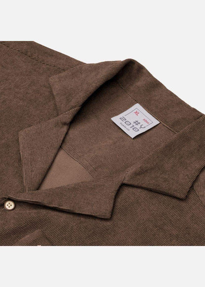 Áo Sơ Mi Cuban Corduroy Ít Nhăn Seventy Seven 23 Nâu Đậm - YaMe.vn