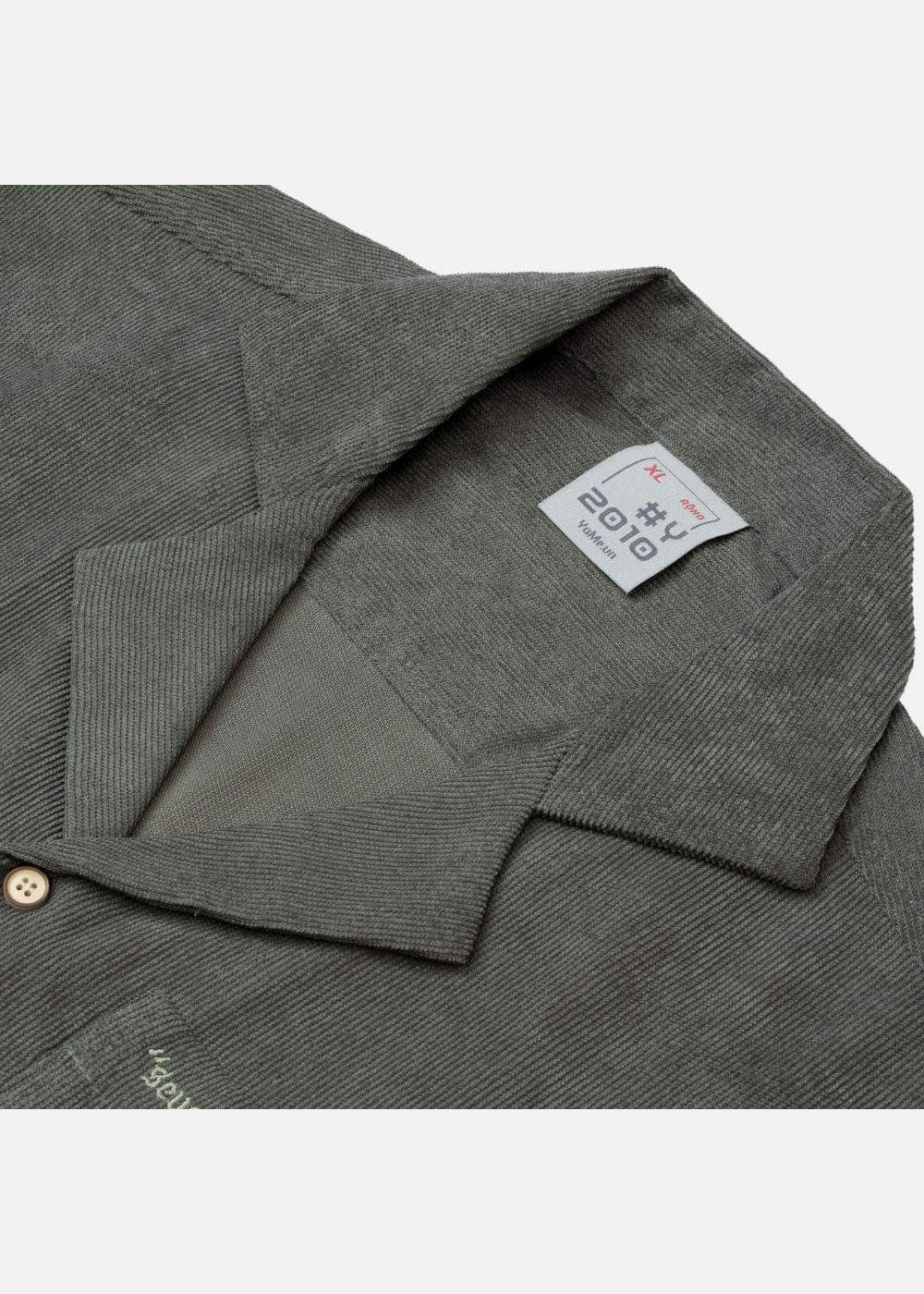 Áo Sơ Mi Cuban Corduroy Ít Nhăn Seventy Seven 23 Xanh Lá Đậm - YaMe.vn