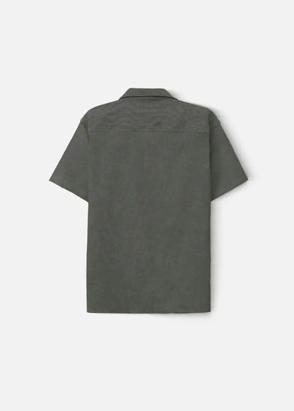 Áo Sơ Mi Cuban Corduroy Ít Nhăn Seventy Seven 23 Xanh Lá Đậm - YaMe.vn
