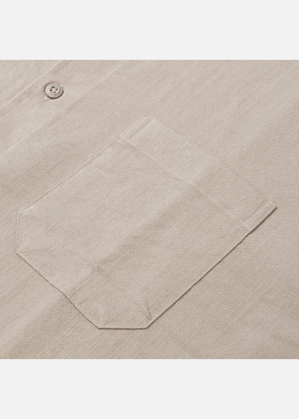 Áo Sơ Mi Cổ Trụ Linen Thoáng mát Seventy Seven 24 Nâu Nhạt - YaMe.vn