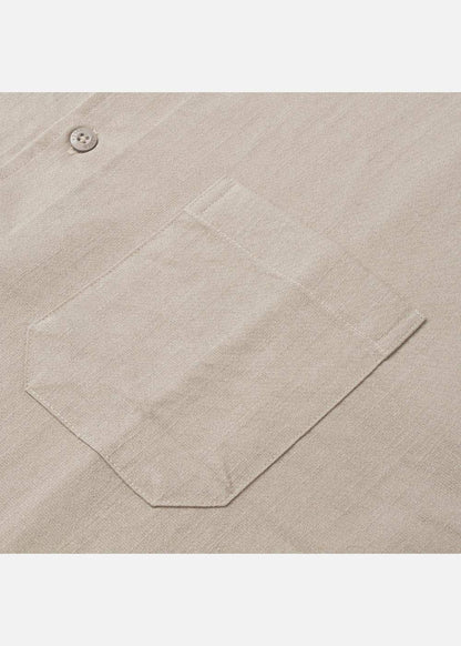 Áo Sơ Mi Cổ Trụ Linen Thoáng mát Seventy Seven 24 Nâu Nhạt - YaMe.vn