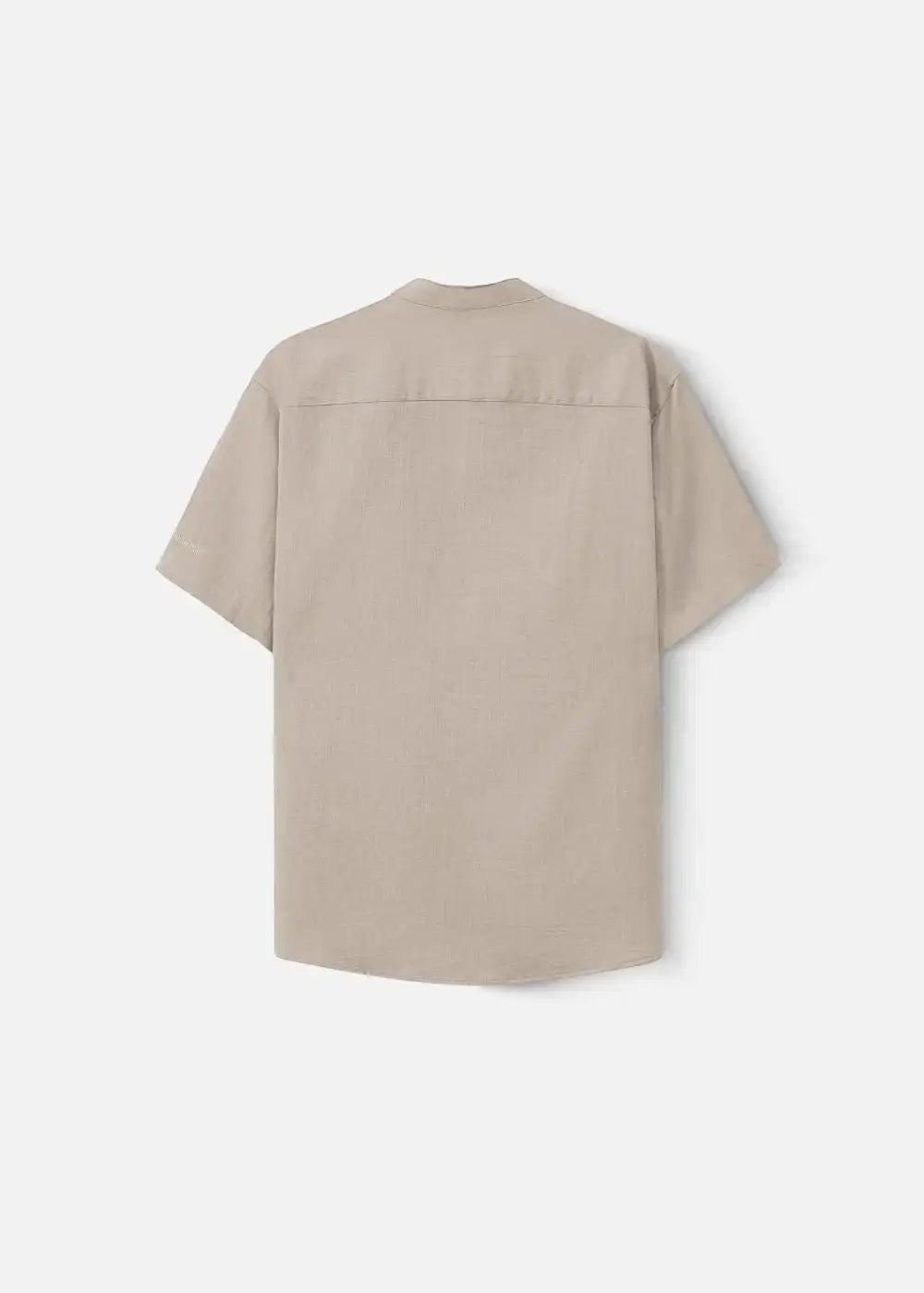 Áo Sơ Mi Cổ Trụ Linen Thoáng mát Seventy Seven 24 Nâu Nhạt - YaMe.vn