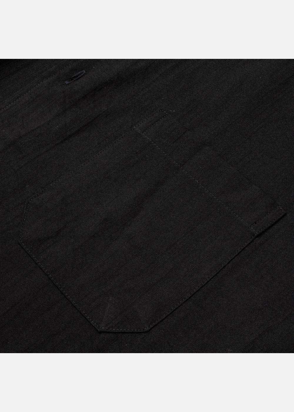 Áo Sơ Mi Cổ Trụ Linen Thoáng mát Seventy Seven 24 Đen - YaMe.vn