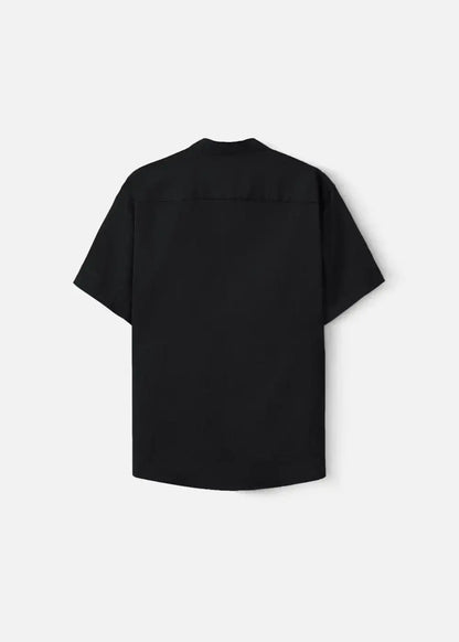 Áo Sơ Mi Cổ Trụ Linen Thoáng mát Seventy Seven 24 Đen - YaMe.vn