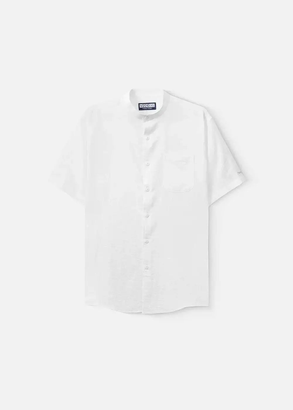 Áo Sơ Mi Cổ Trụ Linen Thoáng mát Seventy Seven 24 Trắng - YaMe.vn
