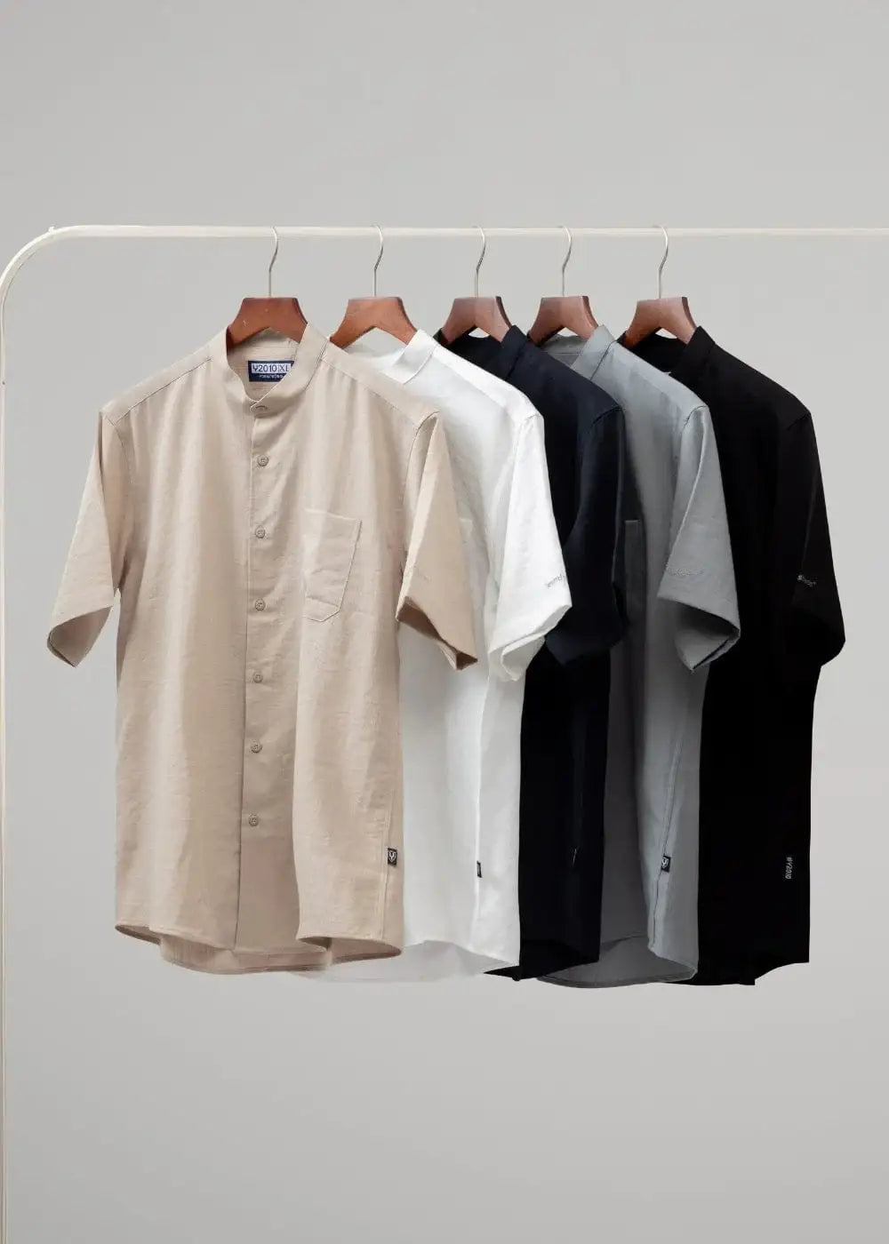 Áo Sơ Mi Cổ Trụ Linen Thoáng mát Seventy Seven 24 Xám - YaMe.vn