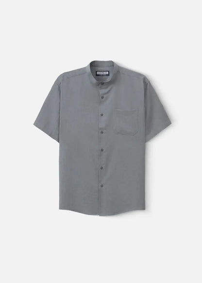 Áo Sơ Mi Cổ Trụ Linen Thoáng mát Seventy Seven 24 Xám - YaMe.vn