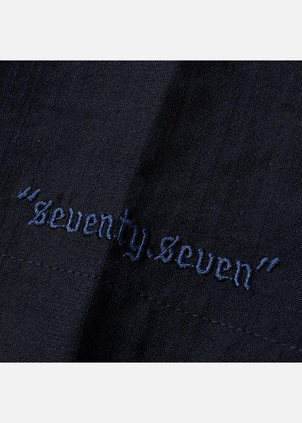Áo Sơ Mi Cổ Trụ Linen Thoáng mát Seventy Seven 24 Xanh Dương Đậm - YaMe.vn