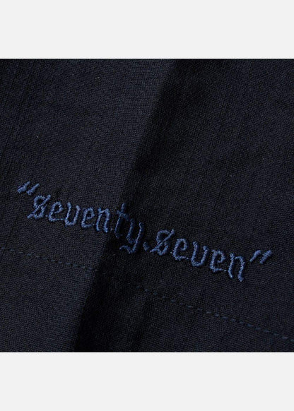 Áo Sơ Mi Cổ Trụ Linen Thoáng mát Seventy Seven 24 Xanh Dương Đậm - YaMe.vn