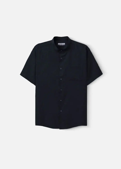 Áo Sơ Mi Cổ Trụ Linen Thoáng mát Seventy Seven 24 Xanh Dương Đậm - YaMe.vn
