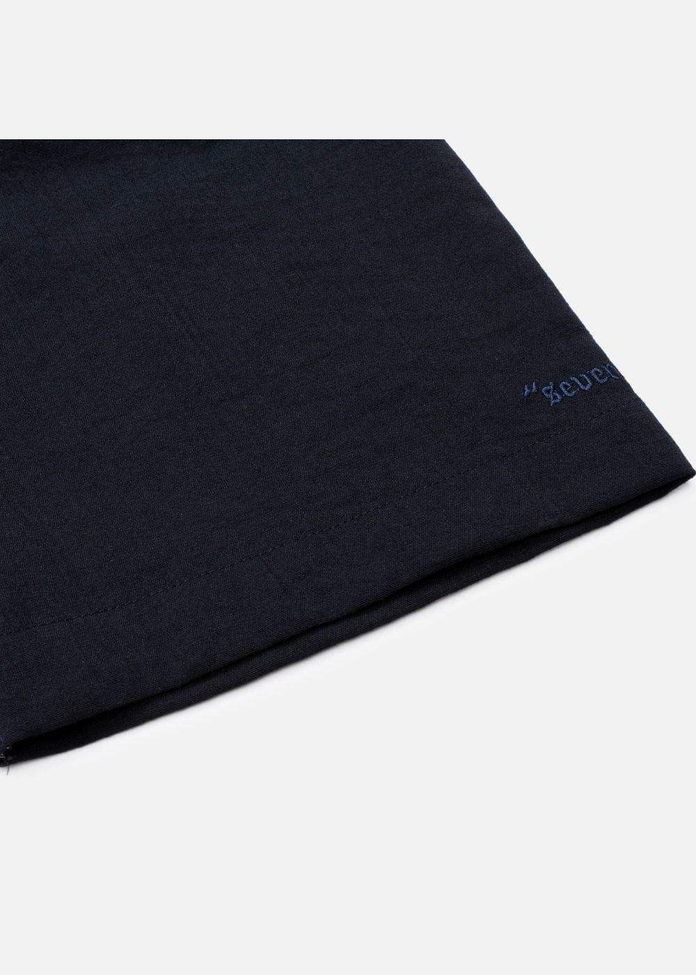 Áo Sơ Mi Cổ Trụ Linen Thoáng mát Seventy Seven 24 Xanh Dương Đậm - YaMe.vn