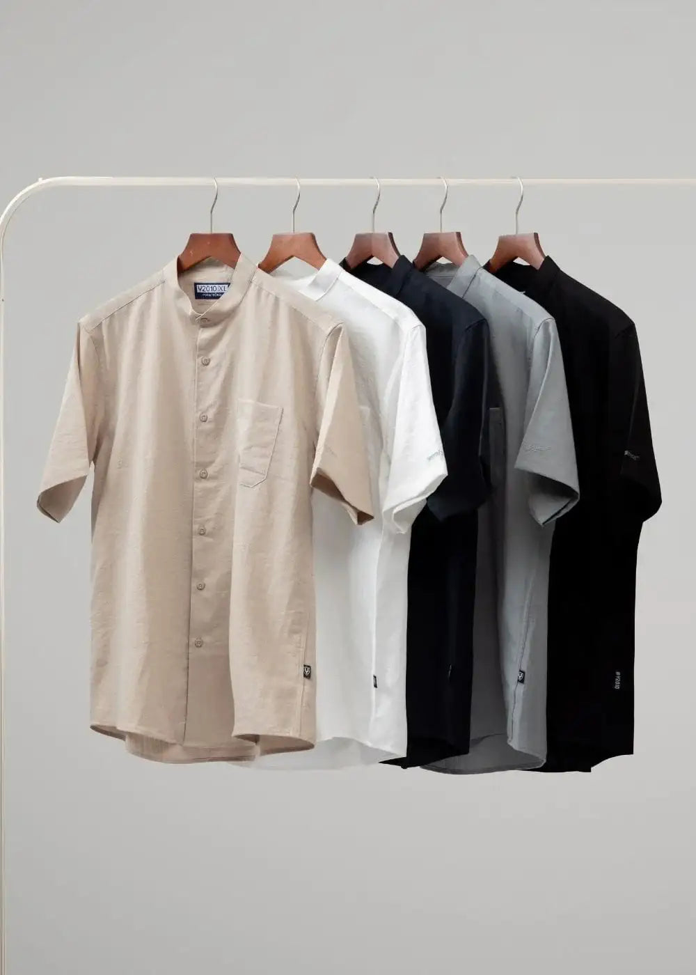 Áo Sơ Mi Cổ Trụ Linen Thoáng mát Seventy Seven 24 Xanh Dương Đậm - YaMe.vn