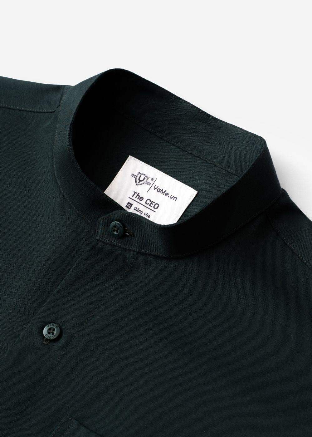 Áo Sơ Mi Tay Dài Slubbed Bamboo The CEO 009 Xanh Lá Đậm - YaMe.vn