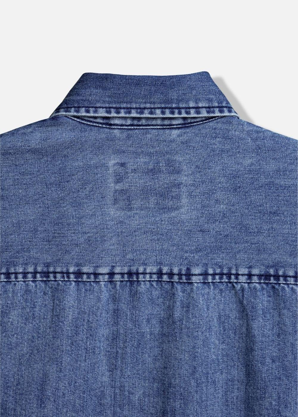 Áo Sơ Mi Jean Tay Ngắn Mềm Oversized The Original 002 Xanh Dương - YaMe.vn