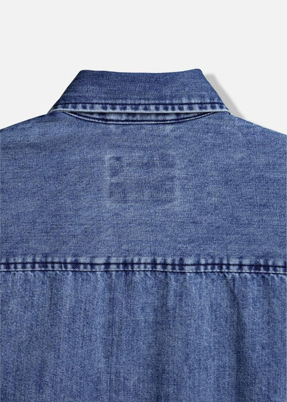 Áo Sơ Mi Jean Tay Ngắn Mềm Oversized The Original 002 Xanh Dương - YaMe.vn