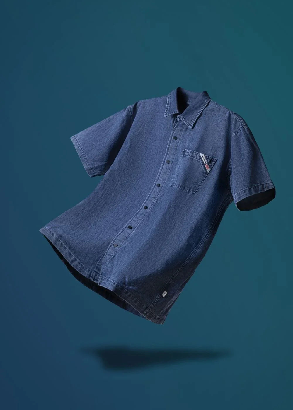 Áo Sơ Mi Jean Tay Ngắn Mềm Oversized The Original 002 Xanh Dương - YaMe.vn