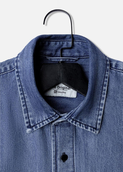 Áo Sơ Mi Jean Tay Ngắn Mềm Oversized The Original 002 Xanh Dương - YaMe.vn