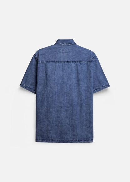 Áo Sơ Mi Jean Tay Ngắn Mềm Oversized The Original 002 Xanh Dương - YaMe.vn