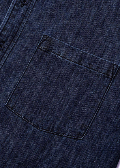 Áo Sơ Mi Jean Tay Dài Oversized The Original M051 Xanh Dương Đậm - YaMe.vn