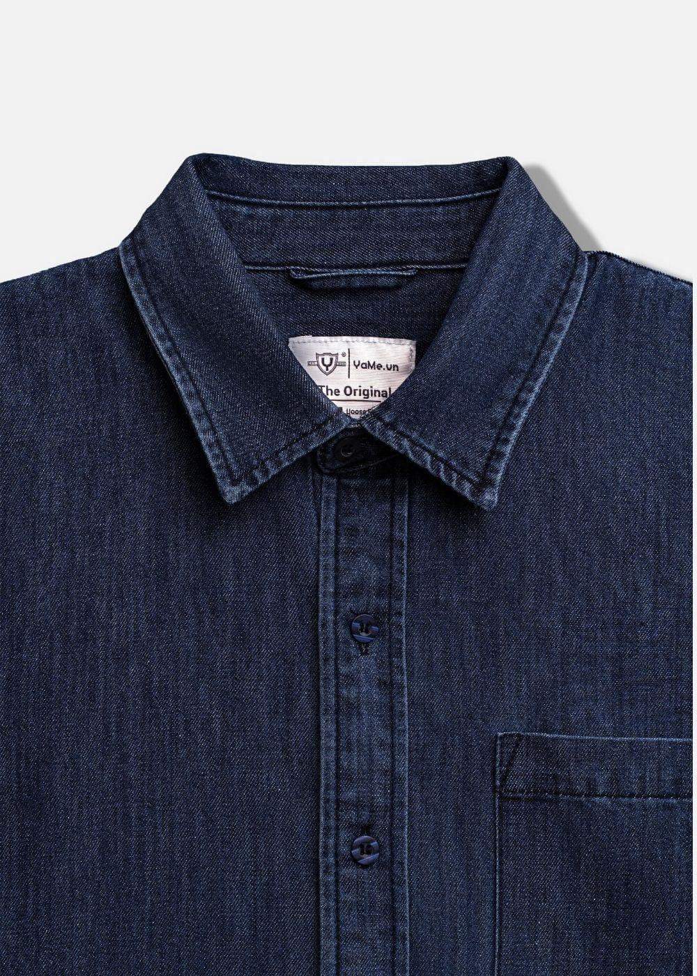Áo Sơ Mi Jean Tay Dài Oversized The Original M051 Xanh Dương Đậm - YaMe.vn