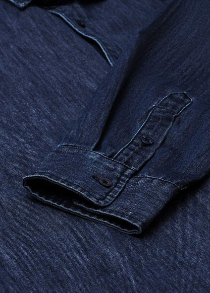 Áo Sơ Mi Jean Tay Dài Oversized The Original M051 Xanh Dương Đậm - YaMe.vn