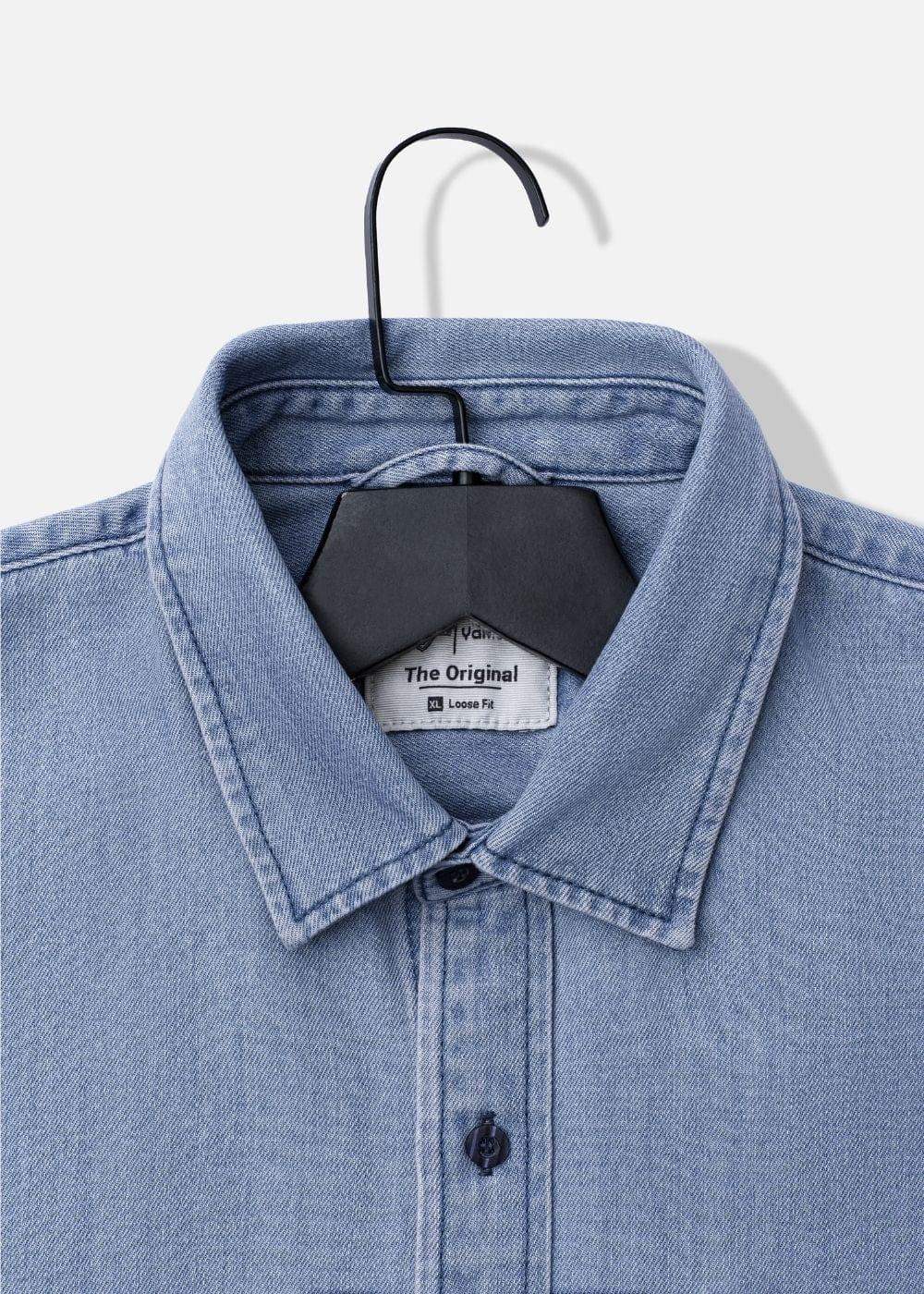 Áo Sơ Mi Jean Tay Dài Oversized The Original M051 Xanh Dương Nhạt - YaMe.vn