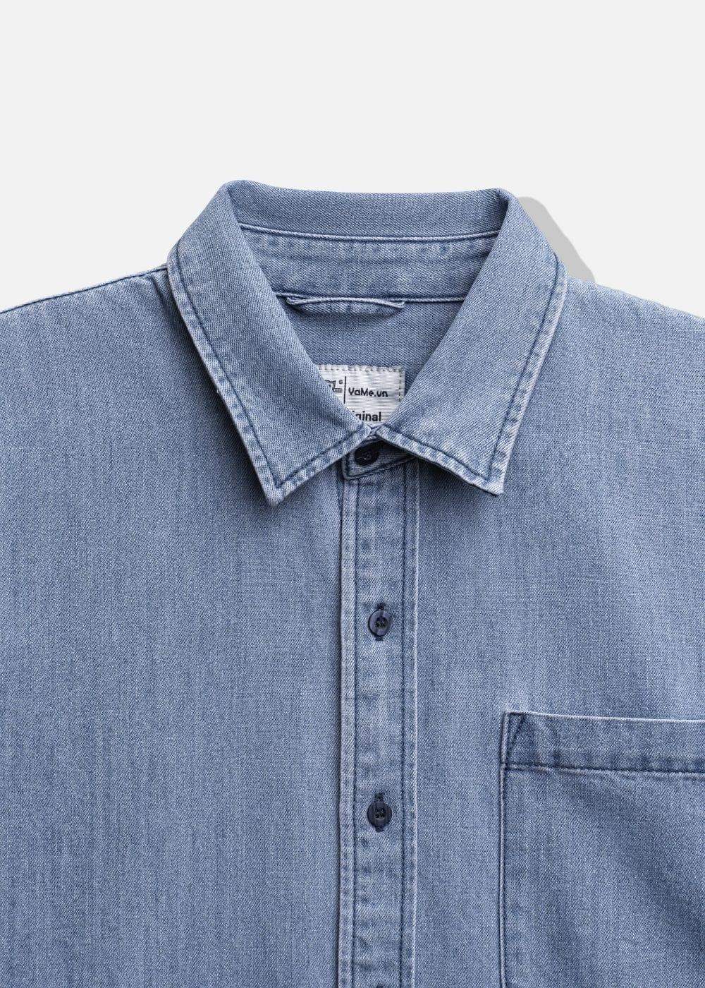 Áo Sơ Mi Jean Tay Dài Oversized The Original M051 Xanh Dương Nhạt - YaMe.vn