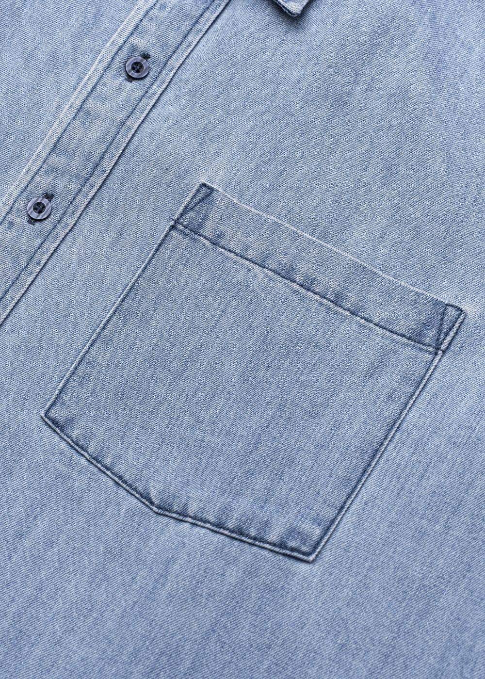 Áo Sơ Mi Jean Tay Dài Oversized The Original M051 Xanh Dương Nhạt - YaMe.vn